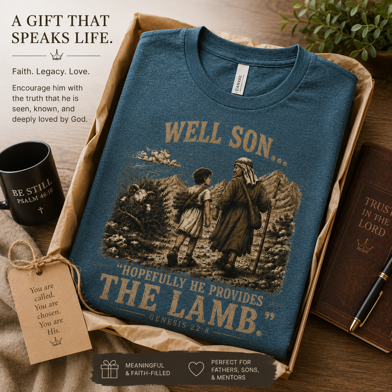 Well Son... Hopefully He Provides the Lamb | Genesis 22:8 Christian T-Shirt | Faith-Based Graphic Tee