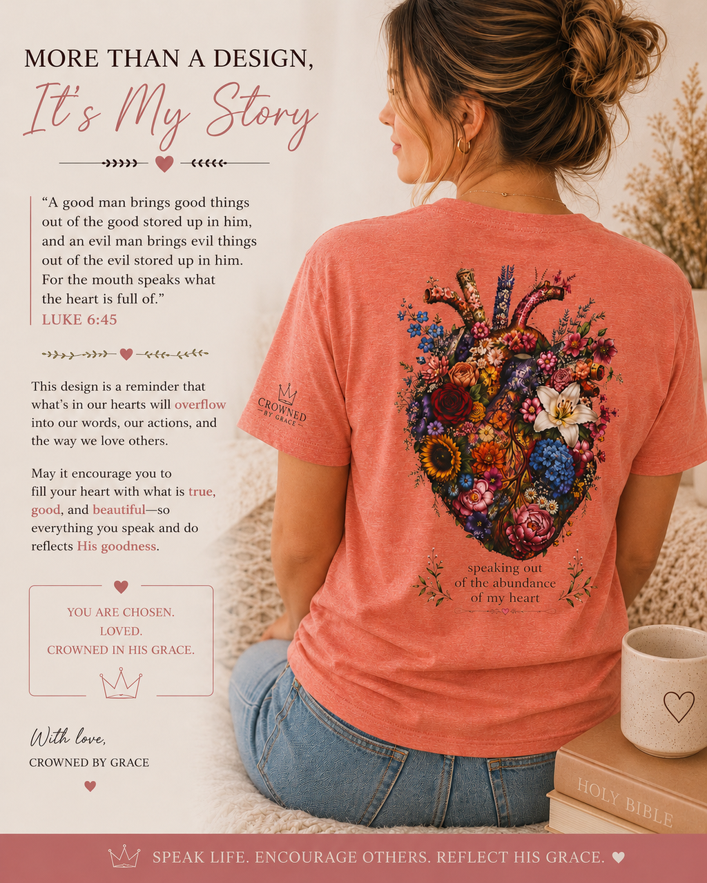 Speaking Out of the Abundance of My Heart | Proverbs 18:21 Christian T-Shirt
