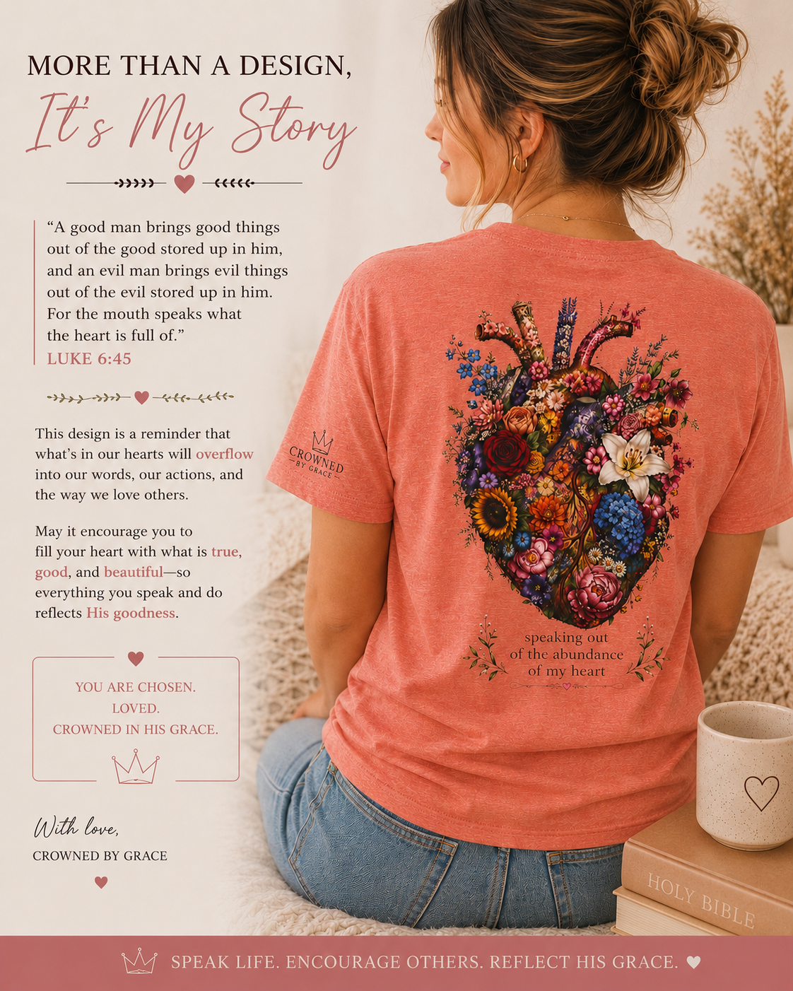 Speaking Out of the Abundance of My Heart | Proverbs 18:21 Christian T-Shirt