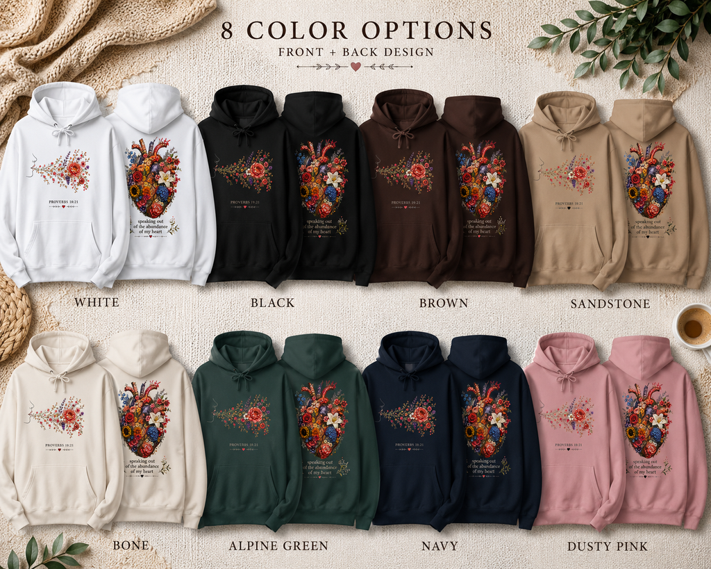 Speaking Out of the Abundance of My Heart Hoodie | Proverbs 18:21 & Luke 6:45 Christian Hoodie