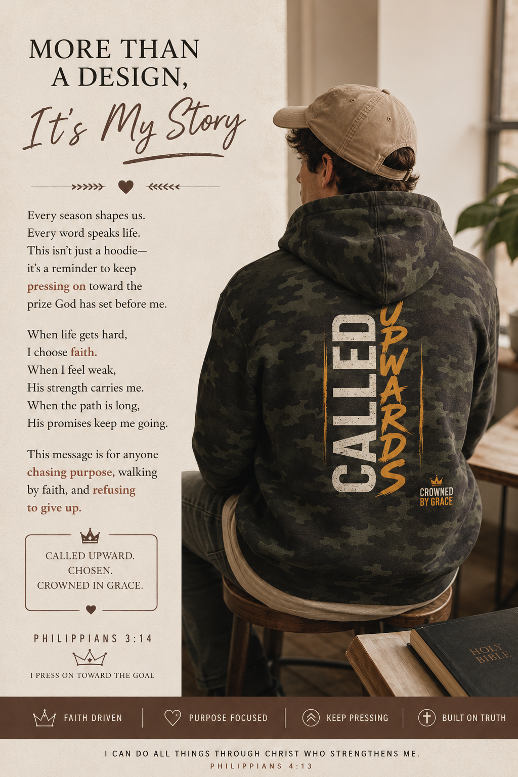 Pressing On Toward the Prize Hoodie | Philippians 3:14 | Christian Hoodie