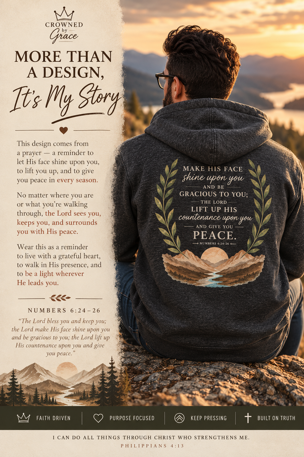 The Lord Bless You & Keep You Zip Hoodie | Numbers 6:24–26