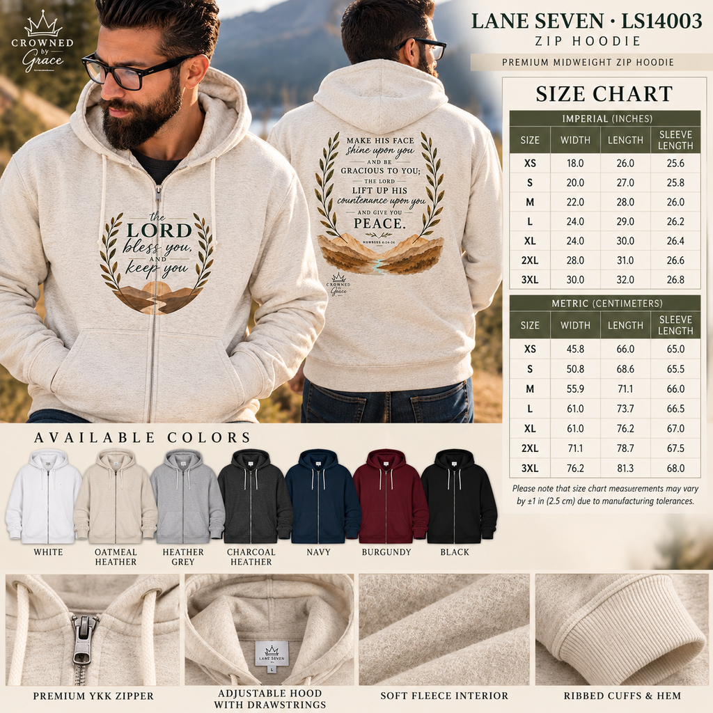 The Lord Bless You & Keep You Zip Hoodie | Numbers 6:24–26