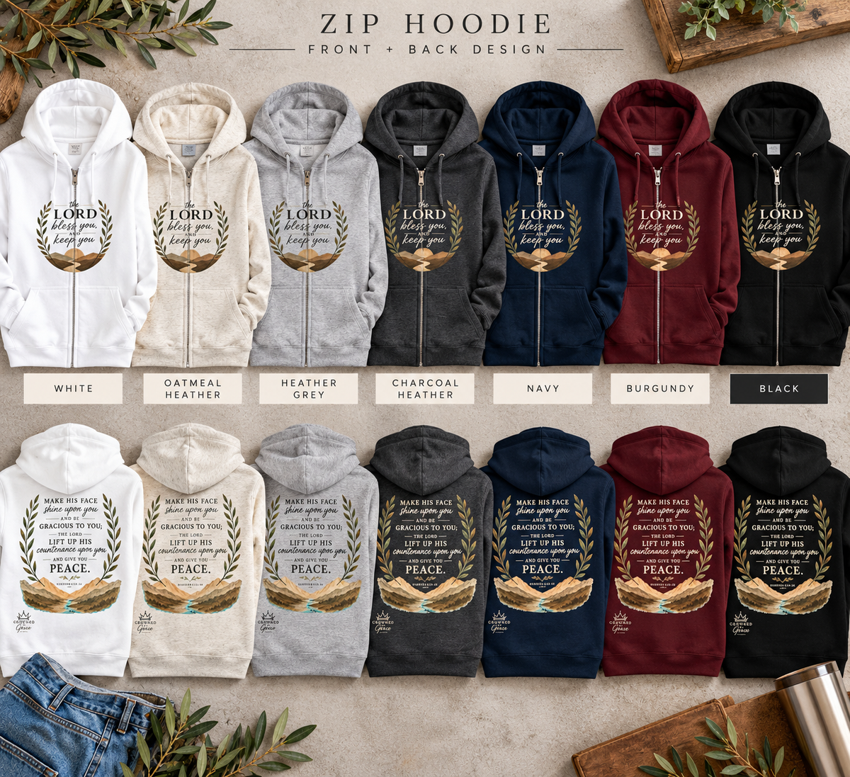 The Lord Bless You & Keep You Zip Hoodie | Numbers 6:24–26
